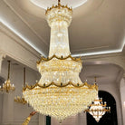 Luxury Palace-Style Tiered Gilded Brass Arm Crystal Chandelier - D64.96"*H90.55" (D165cm*H230cm)Warm LightBlushlighting