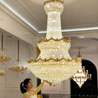 Luxury Palace-Style Tiered Gilded Brass Arm Crystal Chandelier - D64.96"*H90.55" (D165cm*H230cm)Warm LightBlushlighting