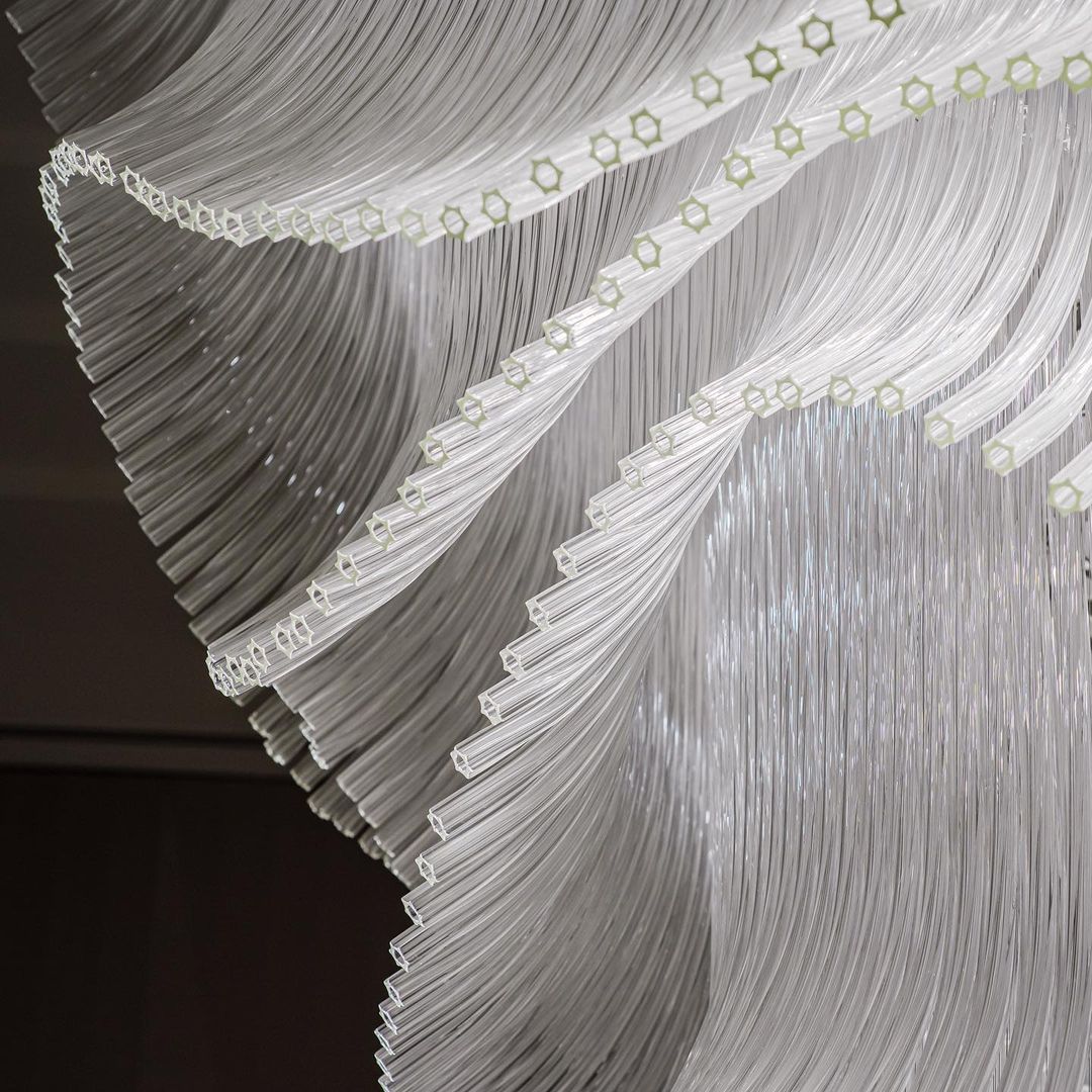 Luxury Palm Tree Glass Rods Chandelier for Hotel/Restaurant/Villa/Staircase - D47.2"*H118.1"Warm LightBlushlighting