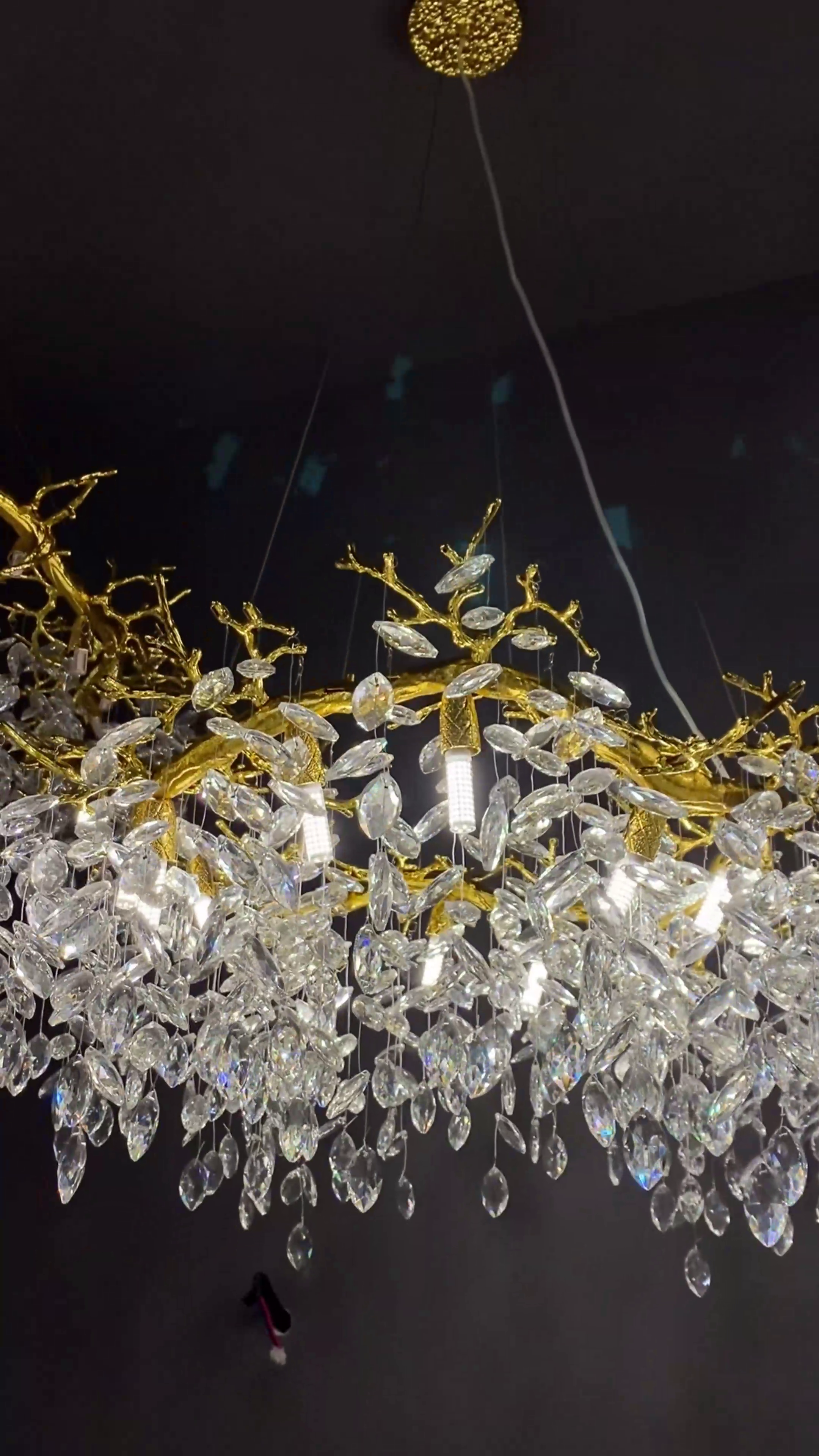 Luxury Ring Branch Crystal Leaves Chandelier for Living Room Bedroom and Bathroom-Chandeliers-Blushlighting