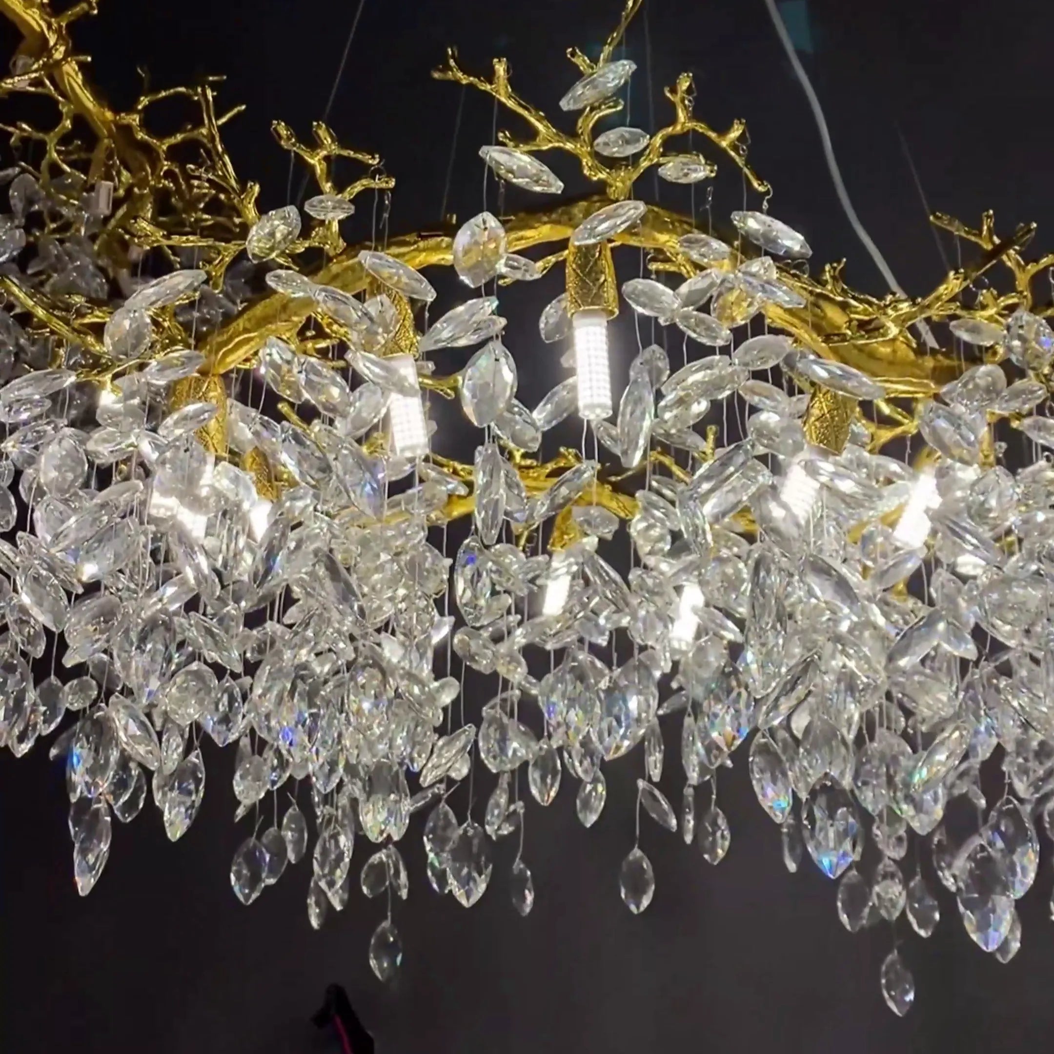 Luxury Ring Branch Crystal Leaves Chandelier for Living Room Bedroom and Bathroom-Chandeliers-Blushlighting