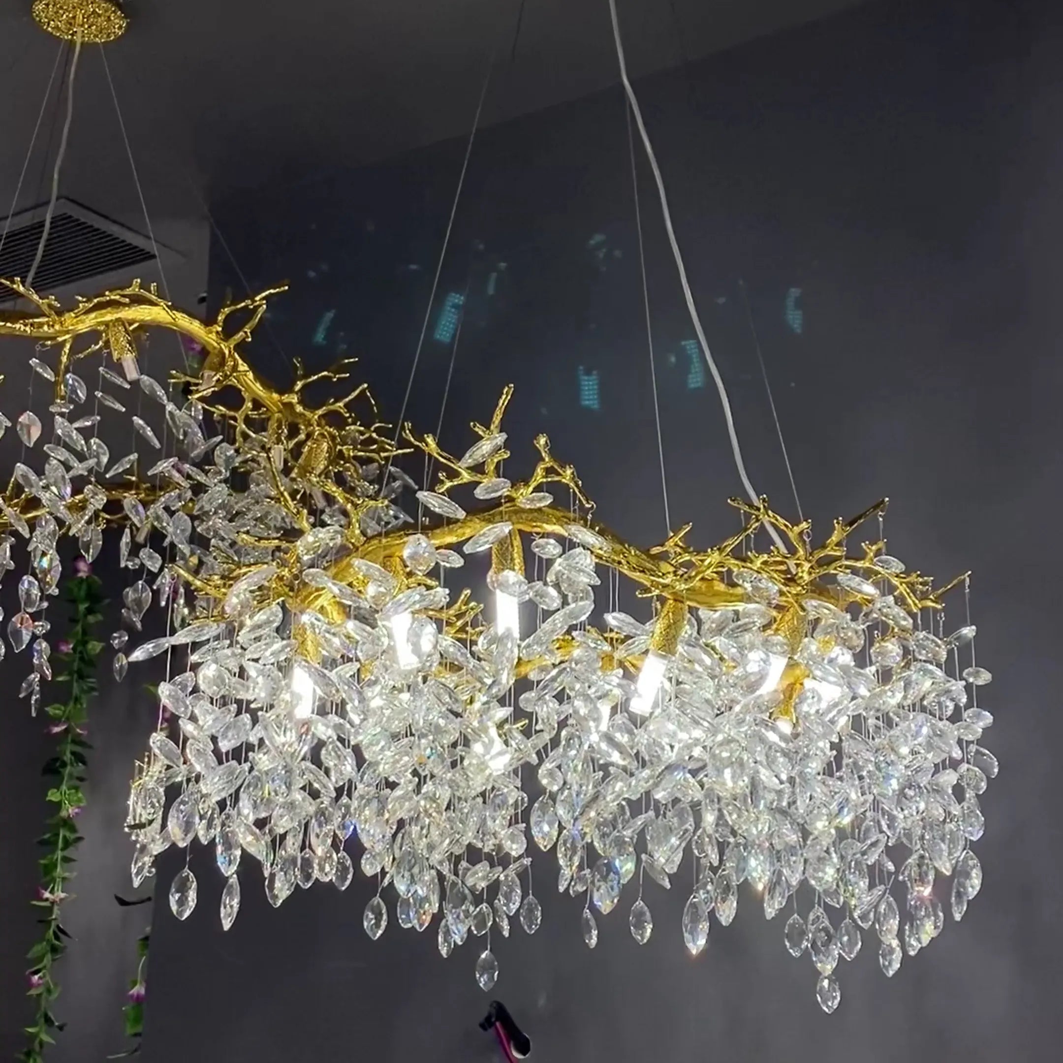 Luxury Ring Branch Crystal Leaves Chandelier for Living Room Bedroom and Bathroom-Chandeliers-Blushlighting