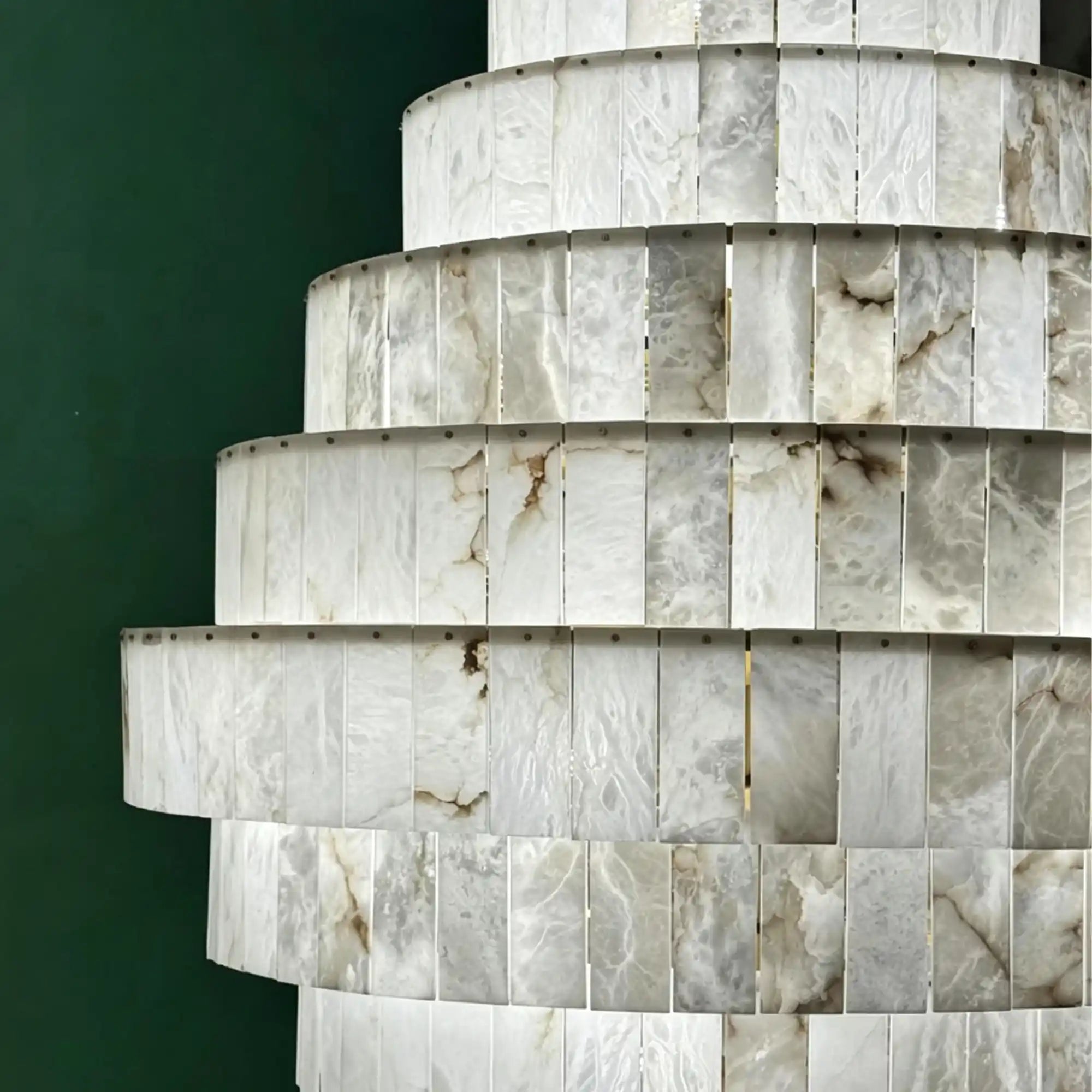 Luxury Sculpted Pyramid-Tier Alabaster Chandelier for High Ceiling - D48.03"*H44.09"(D122cm*H112cm)/85kgWarm Light 3000KBlushlighting