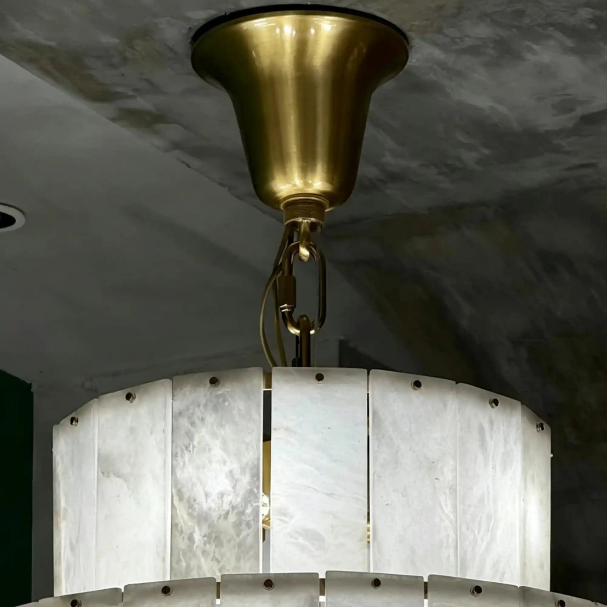 Luxury Sculpted Pyramid-Tier Alabaster Chandelier for High Ceiling - D48.03"*H44.09"(D122cm*H112cm)/85kgWarm Light 3000KBlushlighting