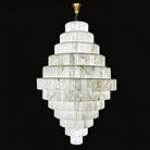 Luxury Sculpted Pyramid-Tier Alabaster Chandelier for High Ceiling - D48.03"*H44.09"(D122cm*H112cm)/85kgWarm Light 3000KBlushlighting
