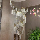 Luxury Spiral Bubble Crystal Stick Chandelier for Staircase/Foyer/High-ceiling - D47.2"*H114.17"(D120cm*H290cm)/62.6kgWithout BaseWarm LightBlushlighting