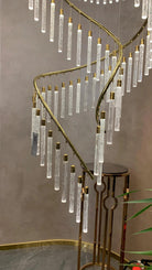 Luxury Spiral Bubble Crystal Stick Chandelier for Staircase/Foyer/High-ceiling - D47.2"*H114.17"(D120cm*H290cm)/62.6kgWithout BaseWarm LightBlushlighting