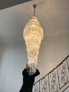 Luxury Spiral Crystal Chandelier for High - ceiling/Foyer/Staircase - D21.6"*H86.6"/60.4kgWarm LightBlushlighting