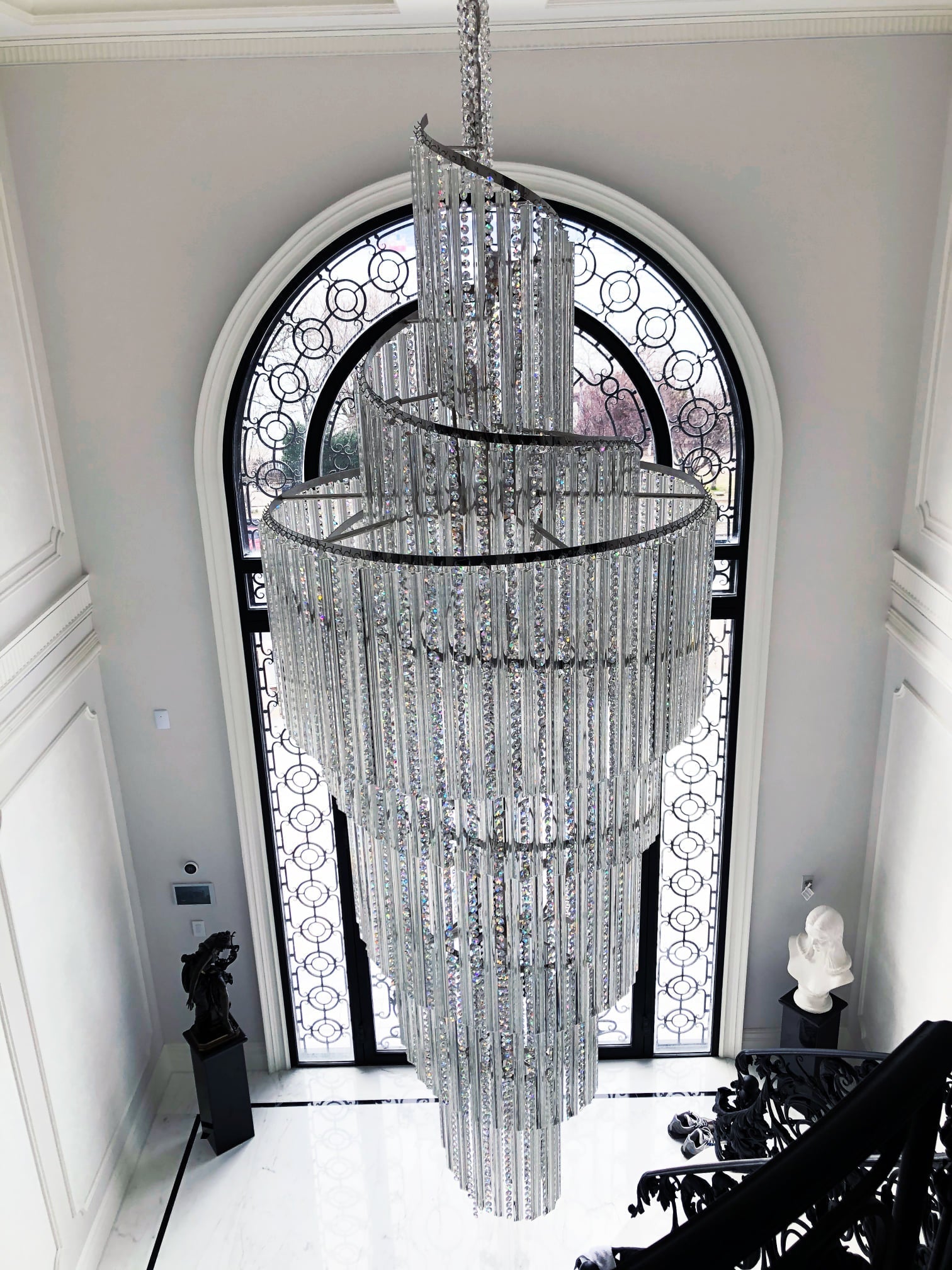 Luxury Spiral Crystal Chandelier for High - ceiling/Foyer/Staircase - D21.6"*H86.6"/60.4kgWhite LightBlushlighting