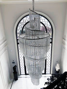 Luxury Spiral Crystal Chandelier for High - ceiling/Foyer/Staircase - D21.6"*H86.6"/60.4kgWhite LightBlushlighting