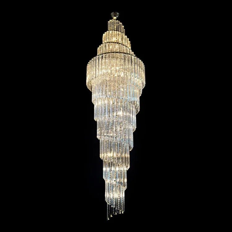 Luxury Spiral Crystal Chandelier for High - ceiling/Foyer/Staircase - D31.5"*H126"/110kgWarm LightBlushlighting