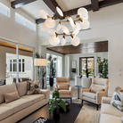 Large living room featuring Lyla 2-Tiered Halo Chandelier double ring ceiling light