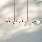 Lyla Linear Chandelier 62 inch modern dining room chandelier in brushed brass finish-turn on