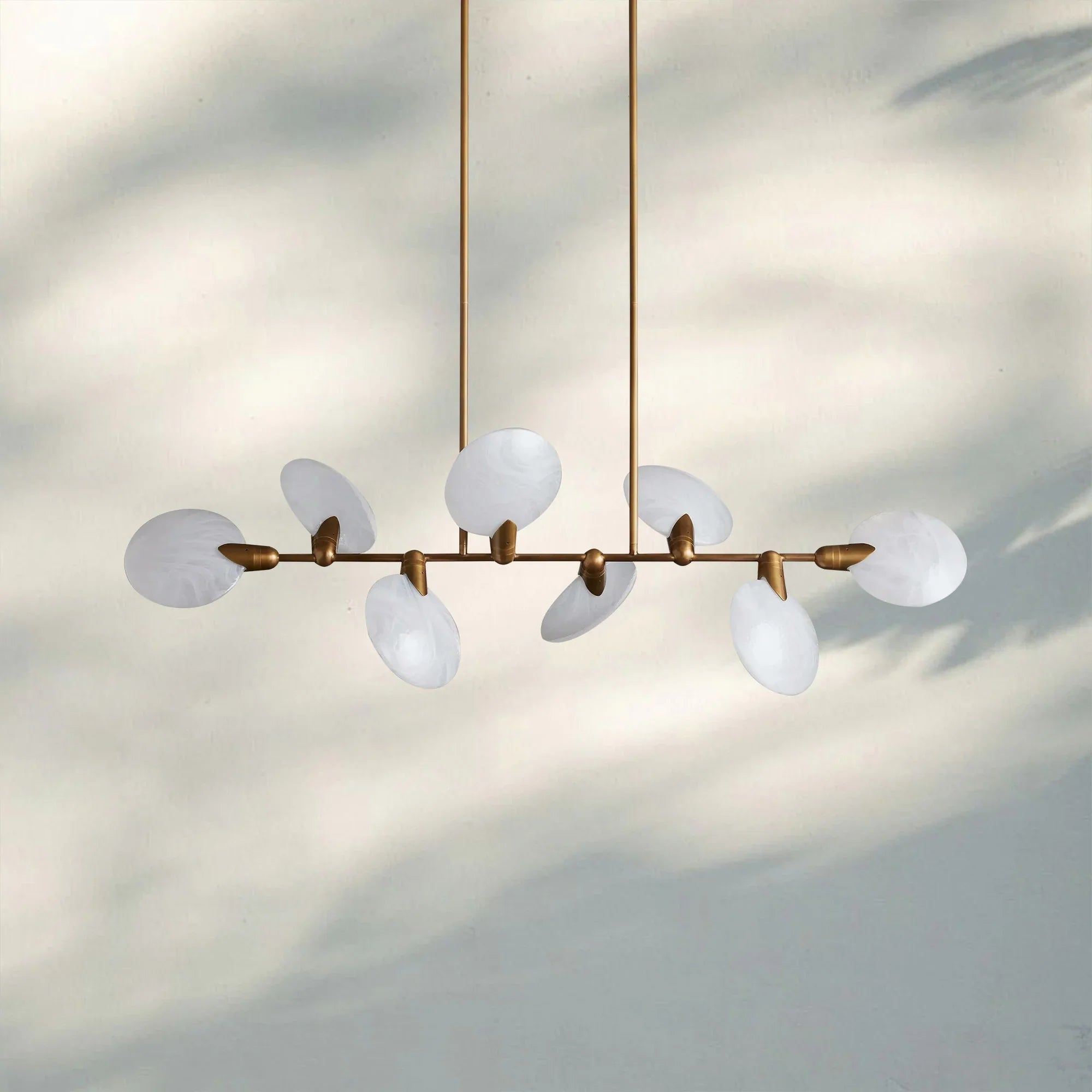 Lyla Linear Chandelier 62 inch modern dining room chandelier in brushed brass finish