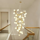 Lysandra Flower staircase chandelier - ∅ 31.5″ x H 59.1″ / Dia 80cm x H 150cmGold + WhiteBlushlighting