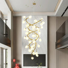 Lysandra Flower staircase chandelier - ∅ 31.5″ x H 59.1″ / Dia 80cm x H 150cmGold + WhiteBlushlighting