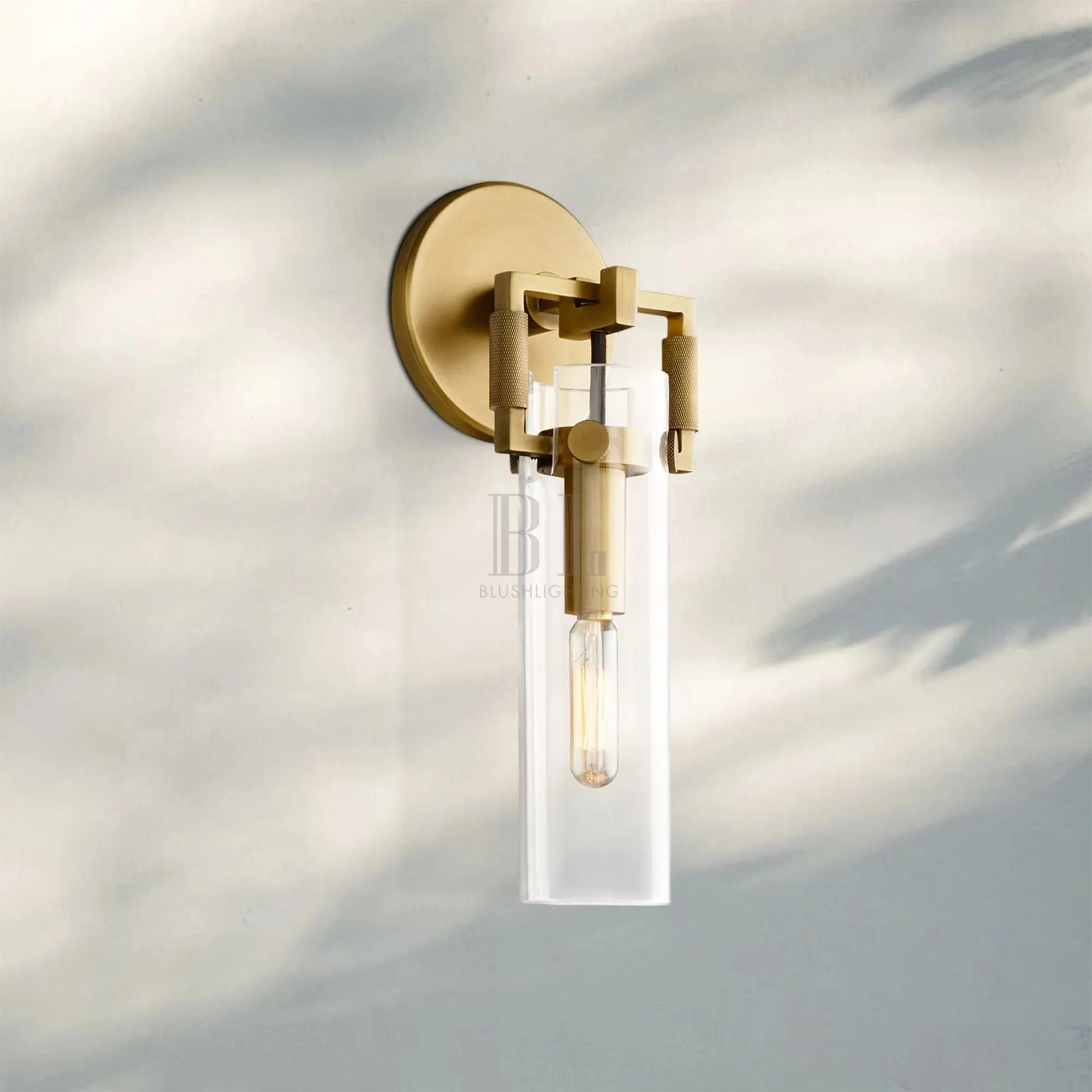 Machine Class Cylinder Wall Sconce 9‘’ 12‘’ 16‘’-12‘’-Lacquered Brass-