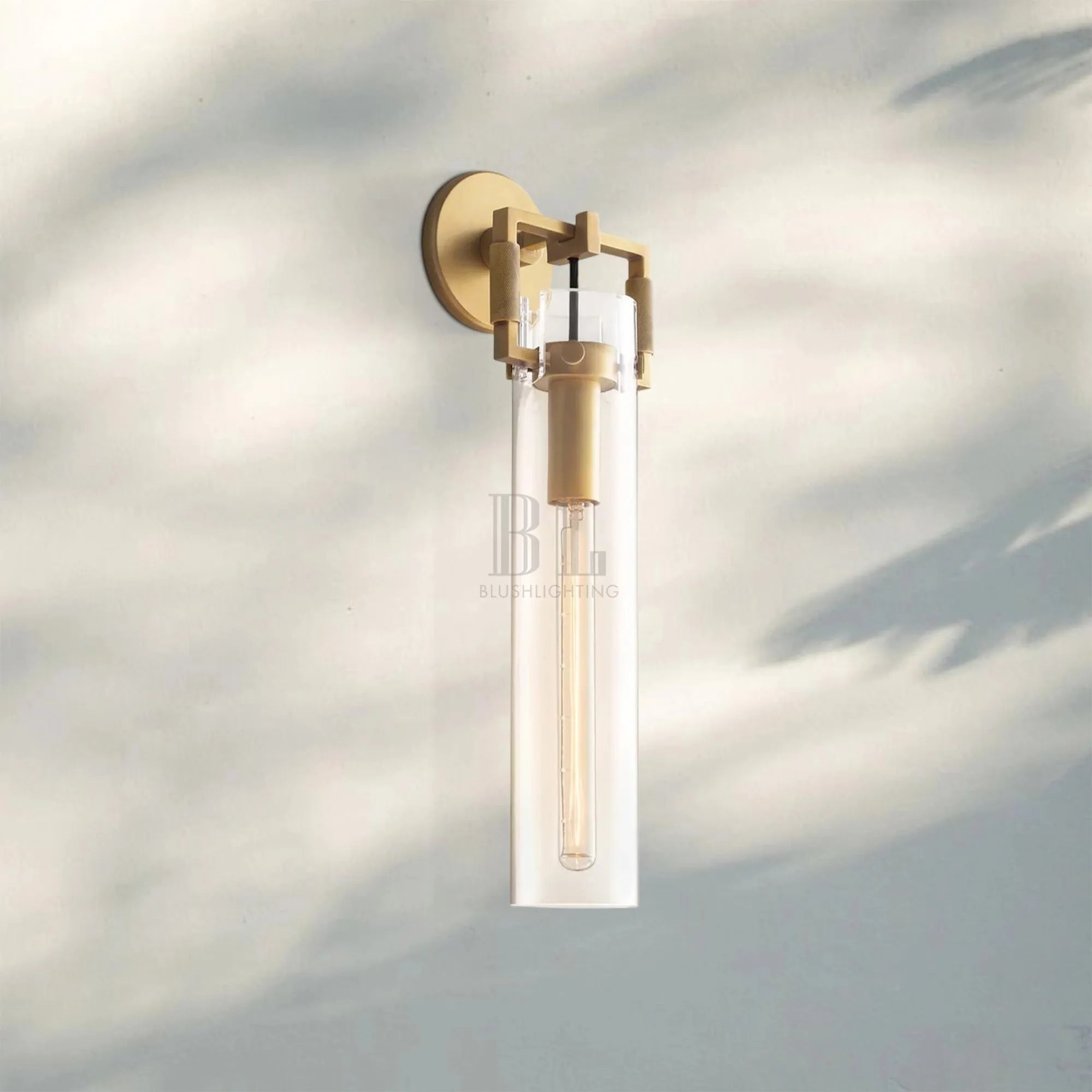 Machine Class Cylinder Wall Sconce 9‘’ 12‘’ 16‘’-16‘’-Lacquered Brass-