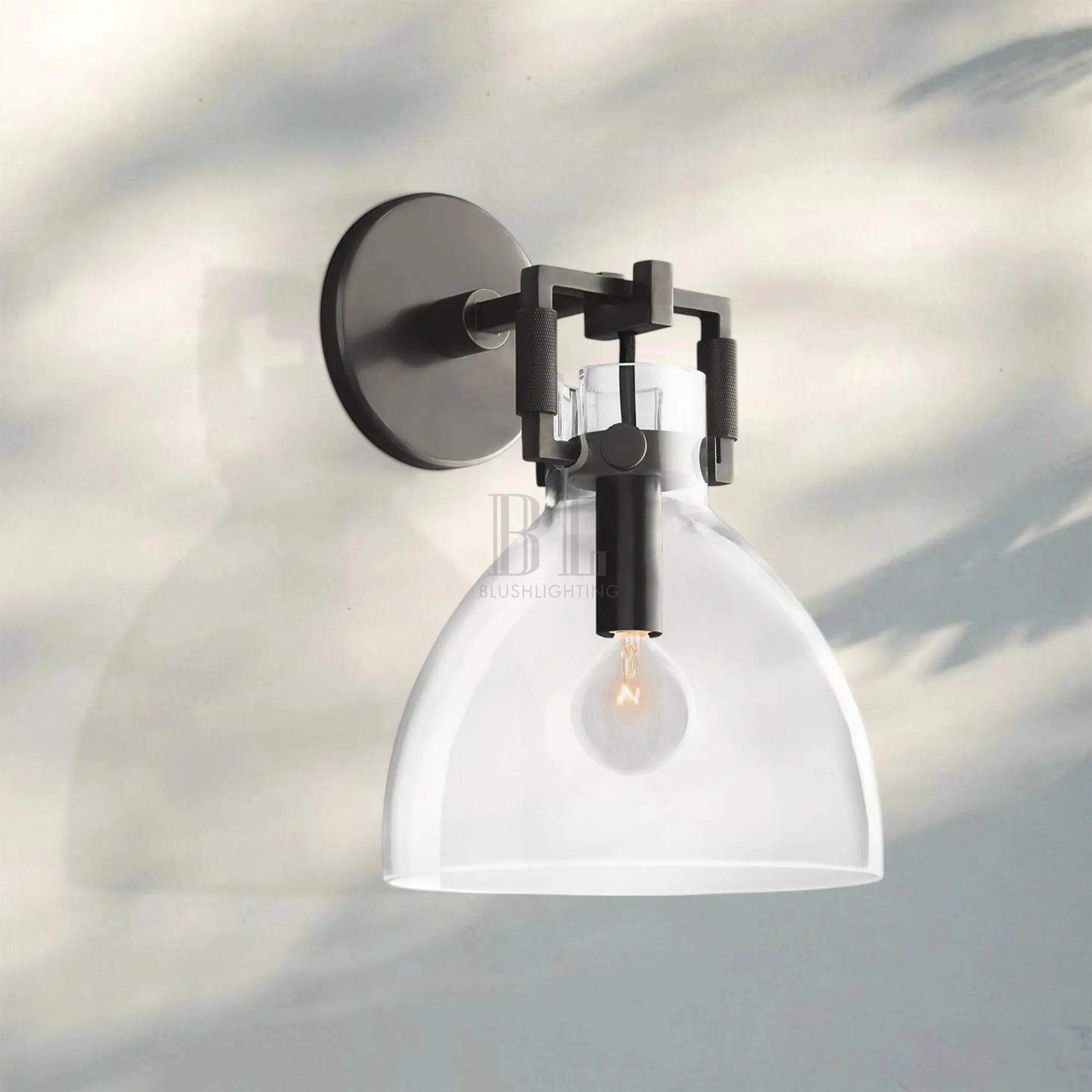 Machine Glass Cloche Sconce 8" 10"-8" Sconce-Bronze-