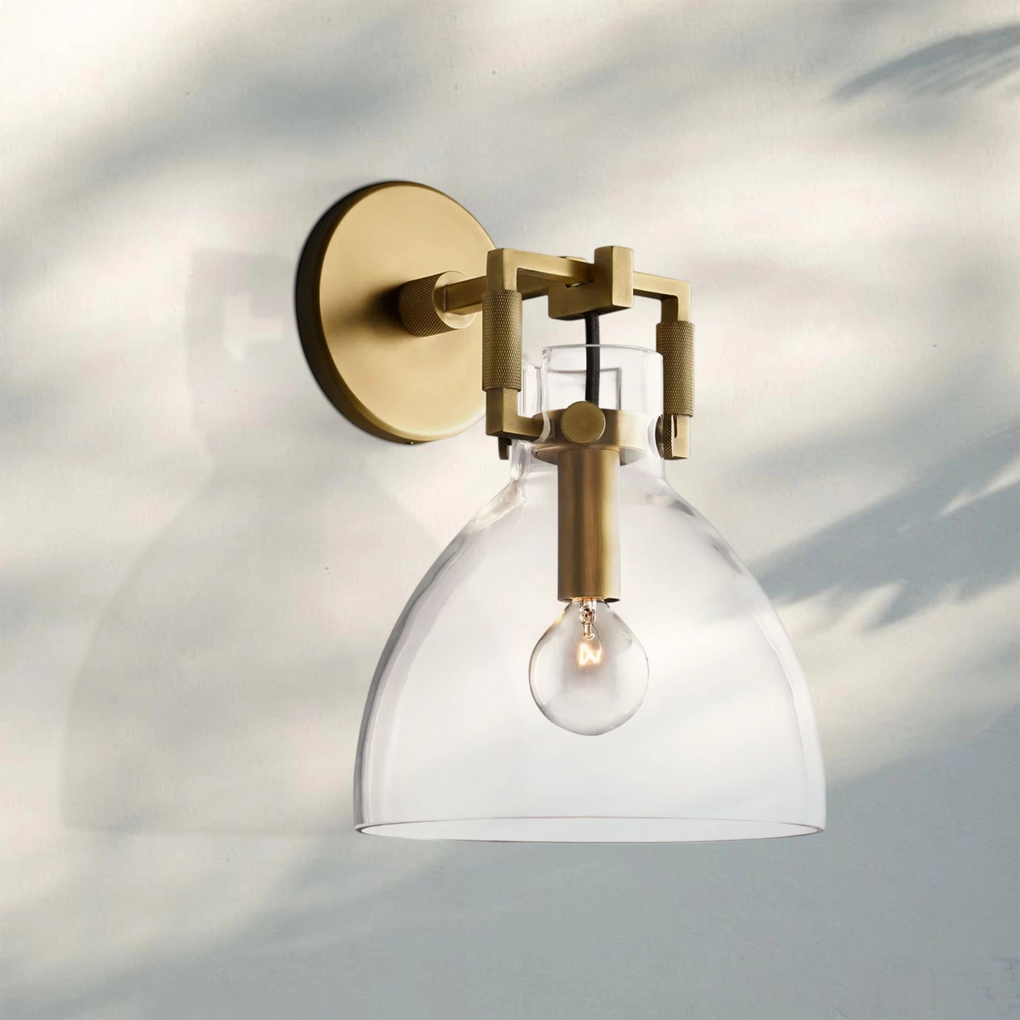 Machine Glass Cloche Sconce 8" 10"-8" Sconce-Lacquered Burnished Brass-