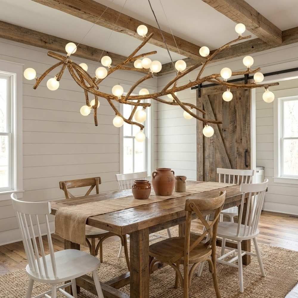 Madelyn Rustic Branch Chandelier Frosted/Clear Ball - Frosted BallWarm White 3000K28Blushlighting