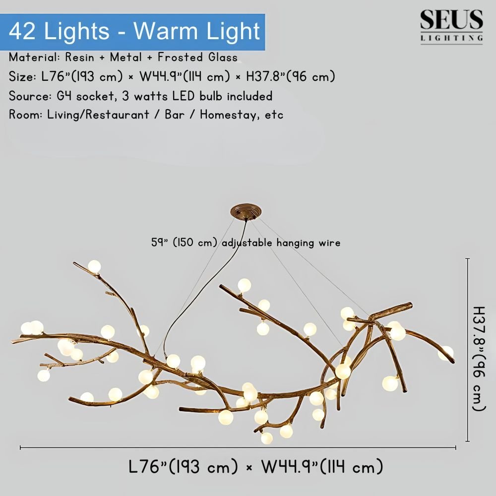 Madelyn Rustic Branch Chandelier Frosted/Clear Ball - Frosted BallWarm White 3000K28Blushlighting