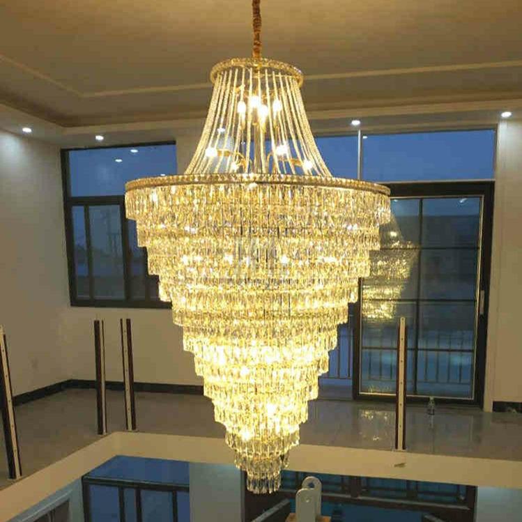 Magnificent Extra Large Foyer Hall Chandelier Tiered Crystal Ceiling Lighting Fixture For Living Room Decor - 5 Layers/ D15.8"*D31.5"/ 12 LightsBlushlighting