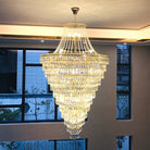 Magnificent Extra Large Foyer Hall Chandelier Tiered Crystal Ceiling Lighting Fixture For Living Room Decor - 5 Layers/ D15.8"*D31.5"/ 12 LightsBlushlighting