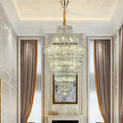 Magnificent Extra Large Foyer Hall Chandelier Tiered Crystal Ceiling Lighting Fixture For Living Room Decor - 5 Layers/ D15.8"*D31.5"/ 12 LightsBlushlighting