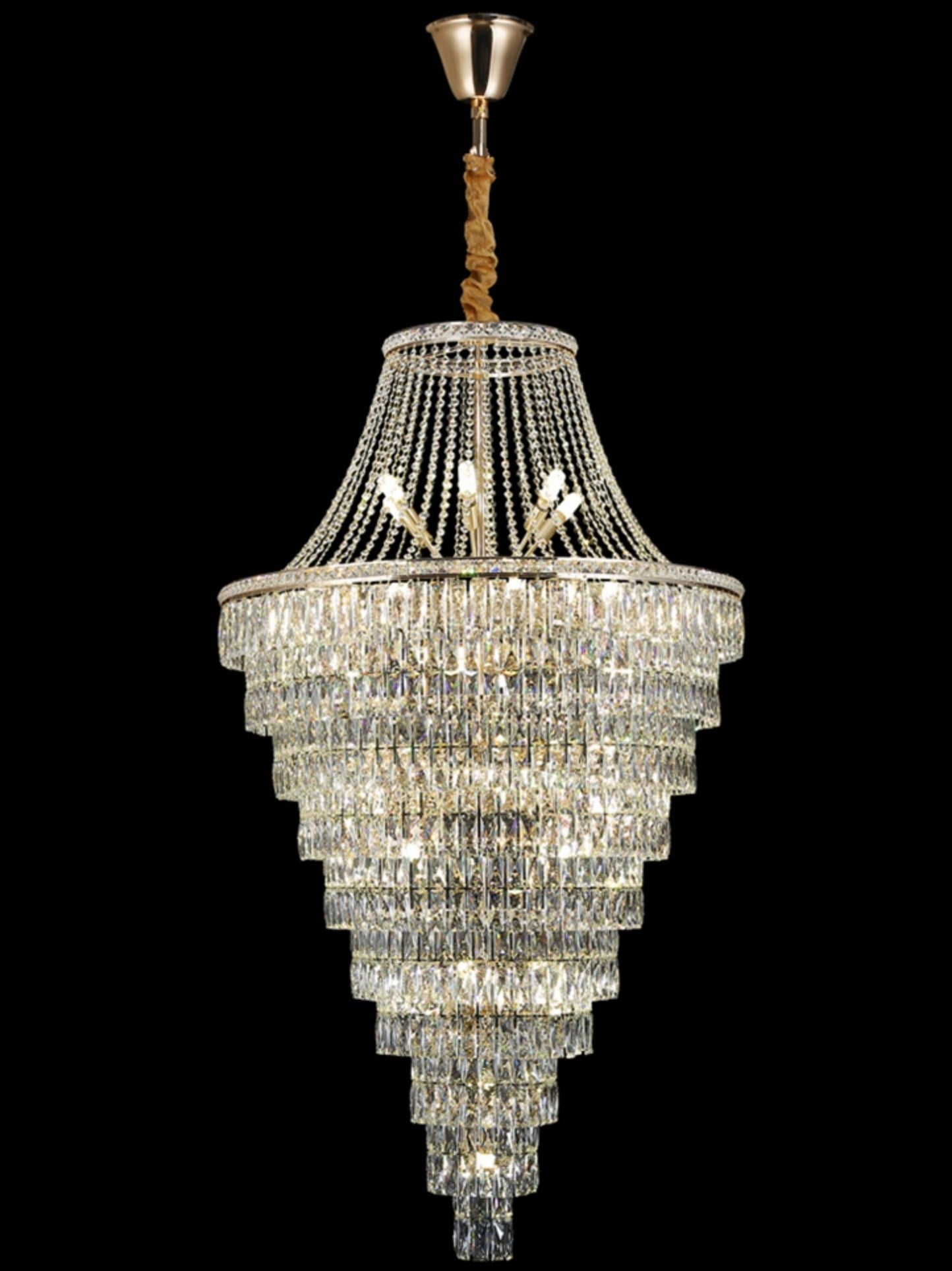 Magnificent Extra Large Foyer Hall Chandelier Tiered Crystal Ceiling Lighting Fixture For Living Room Decor - 5 Layers/ D15.8"*D31.5"/ 12 LightsBlushlighting