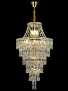 Magnificent Extra Large Foyer Hall Chandelier Tiered Crystal Ceiling Lighting Fixture For Living Room Decor - 5 Layers/ D15.8"*D31.5"/ 12 LightsBlushlighting