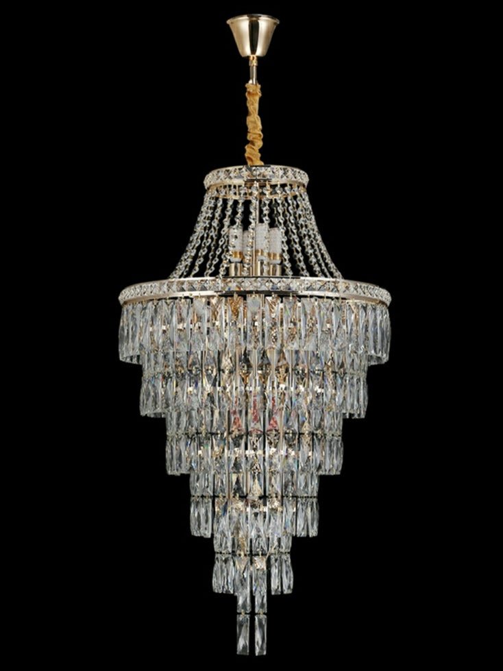 Magnificent Extra Large Foyer Hall Chandelier Tiered Crystal Ceiling Lighting Fixture For Living Room Decor - 5 Layers/ D15.8"*D31.5"/ 12 LightsBlushlighting