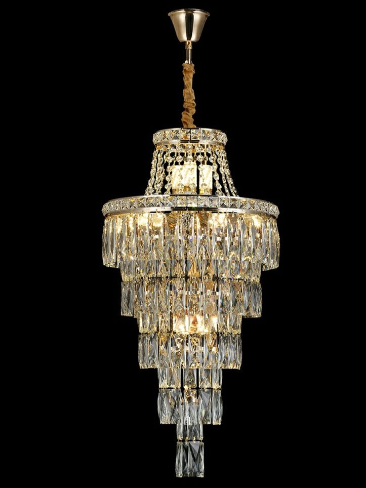 Magnificent Extra Large Foyer Hall Chandelier Tiered Crystal Ceiling Lighting Fixture For Living Room Decor - 5 Layers/ D15.8"*D31.5"/ 12 LightsBlushlighting