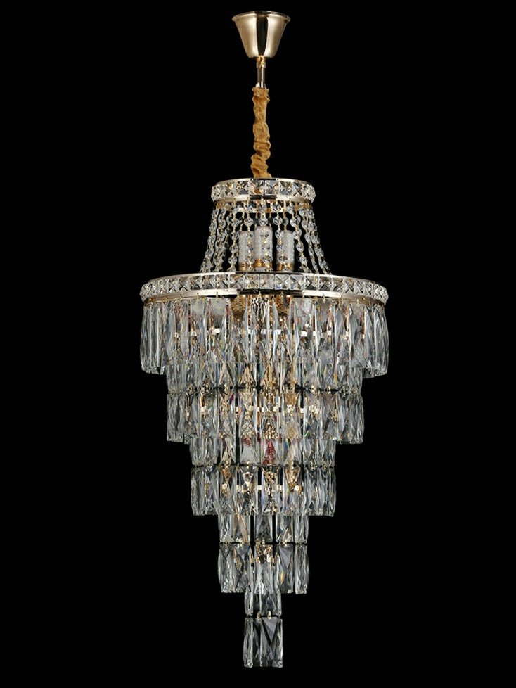Magnificent Extra Large Foyer Hall Chandelier Tiered Crystal Ceiling Lighting Fixture For Living Room Decor - 5 Layers/ D15.8"*D31.5"/ 12 LightsBlushlighting
