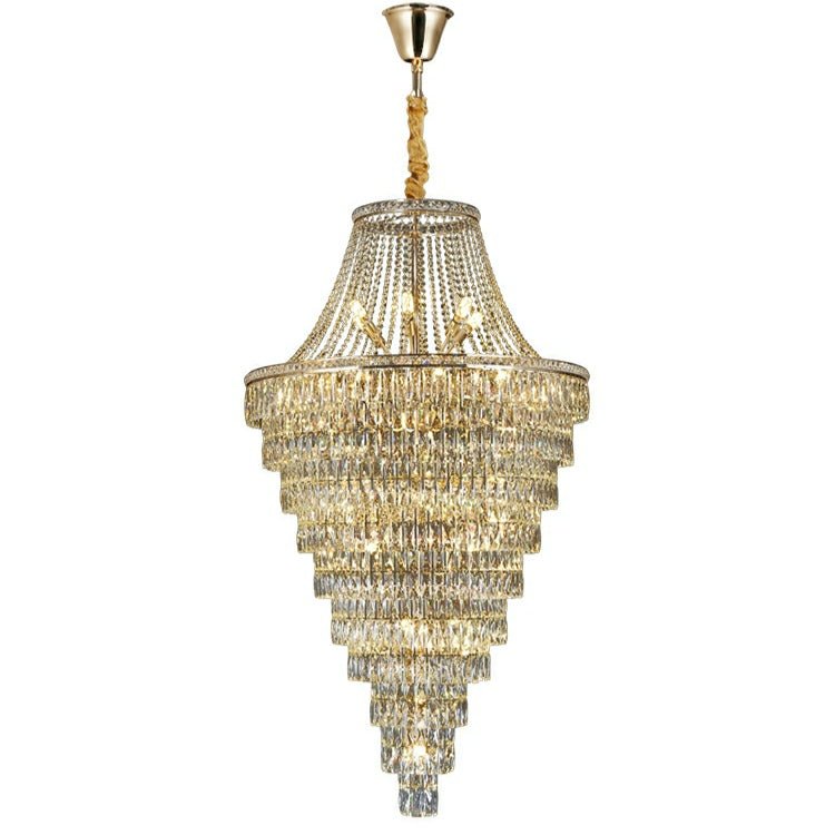 Magnificent Extra Large Foyer Hall Chandelier Tiered Crystal Ceiling Lighting Fixture For Living Room Decor - 5 Layers/ D15.8"*D31.5"/ 12 LightsBlushlighting