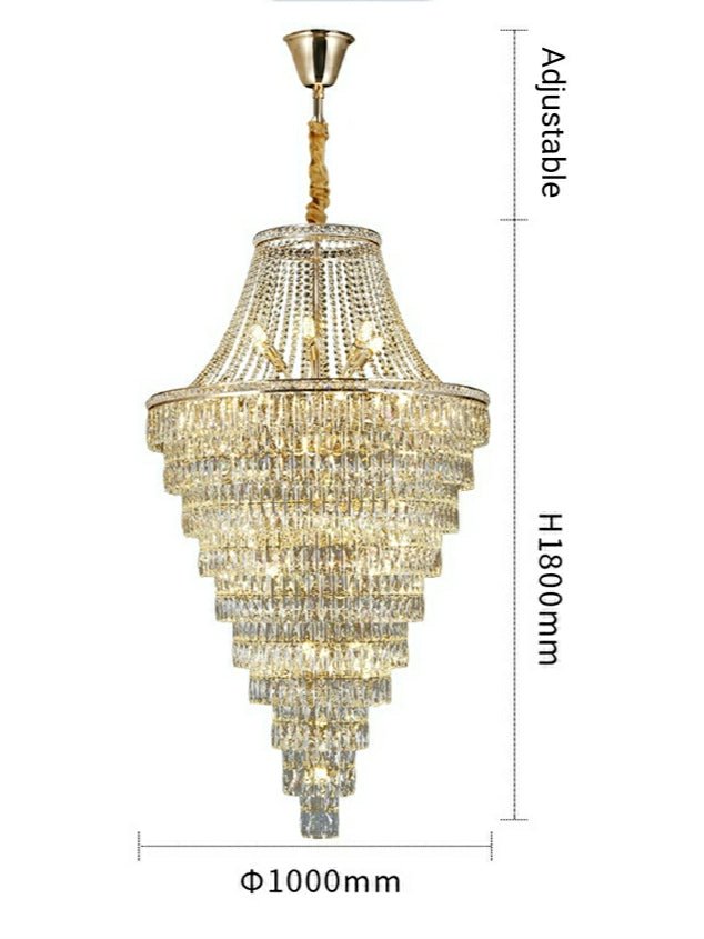 Magnificent Extra Large Foyer Hall Chandelier Tiered Crystal Ceiling Lighting Fixture For Living Room Decor - 5 Layers/ D15.8"*D31.5"/ 12 LightsBlushlighting