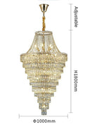 Magnificent Extra Large Foyer Hall Chandelier Tiered Crystal Ceiling Lighting Fixture For Living Room Decor - 5 Layers/ D15.8"*D31.5"/ 12 LightsBlushlighting