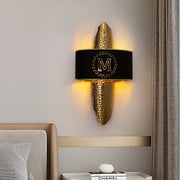Blushlighting® Luxury Golden Wall Lamp with M-Letter Lampshade, Living Room, Bedroom image | luxury lighting | golden wall lamps