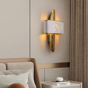 Blushlighting® Luxury Golden Wall Lamp with M-Letter Lampshade, Living Room, Bedroom image | luxury lighting | golden wall lamps