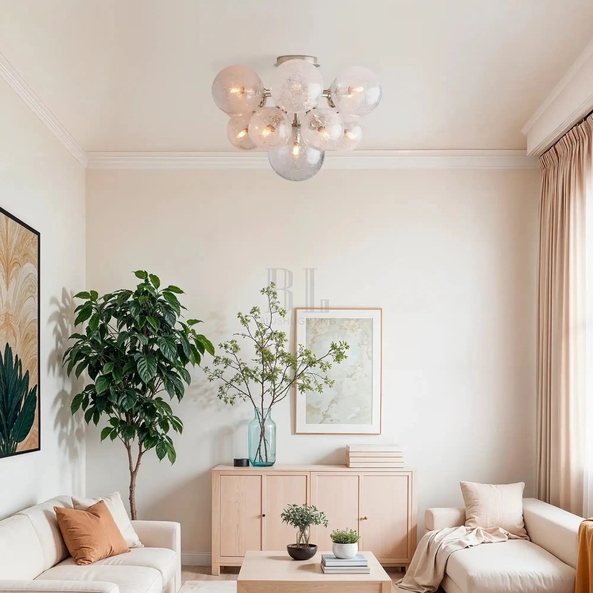 Mandoza Flushmount-Lighting-Nickel-Blushlighting