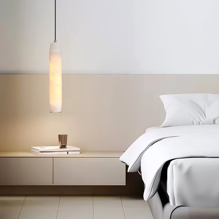 Marble Alabaster Flute Pendant Light - Dia 2.8”(7cm) x H 11.8”(30cm)White＆BrassBlushlighting