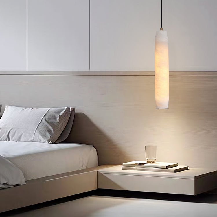 Marble Alabaster Flute Pendant Light - Dia 2.8”(7cm) x H 11.8”(30cm)White＆BrassBlushlighting