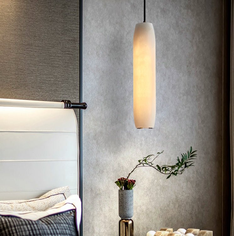 Marble Alabaster Flute Pendant Light - Dia 2.8”(7cm) x H 15”(38cm)White＆BrassBlushlighting