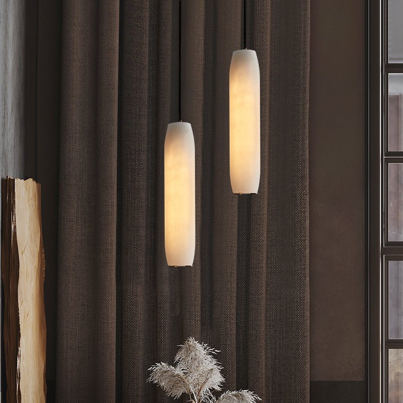 Marble Alabaster Flute Pendant Light - Dia 2.8”(7cm) x H 15”(38cm)White＆BrassBlushlighting