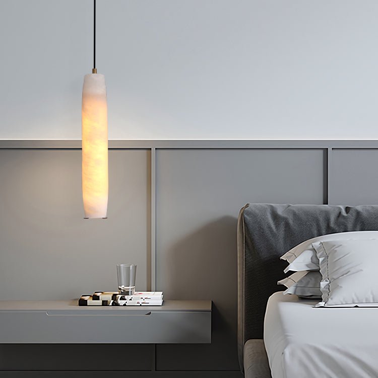 Marble Alabaster Flute Pendant Light - Dia 2.8”(7cm) x H 11.8”(30cm)White＆BrassBlushlighting