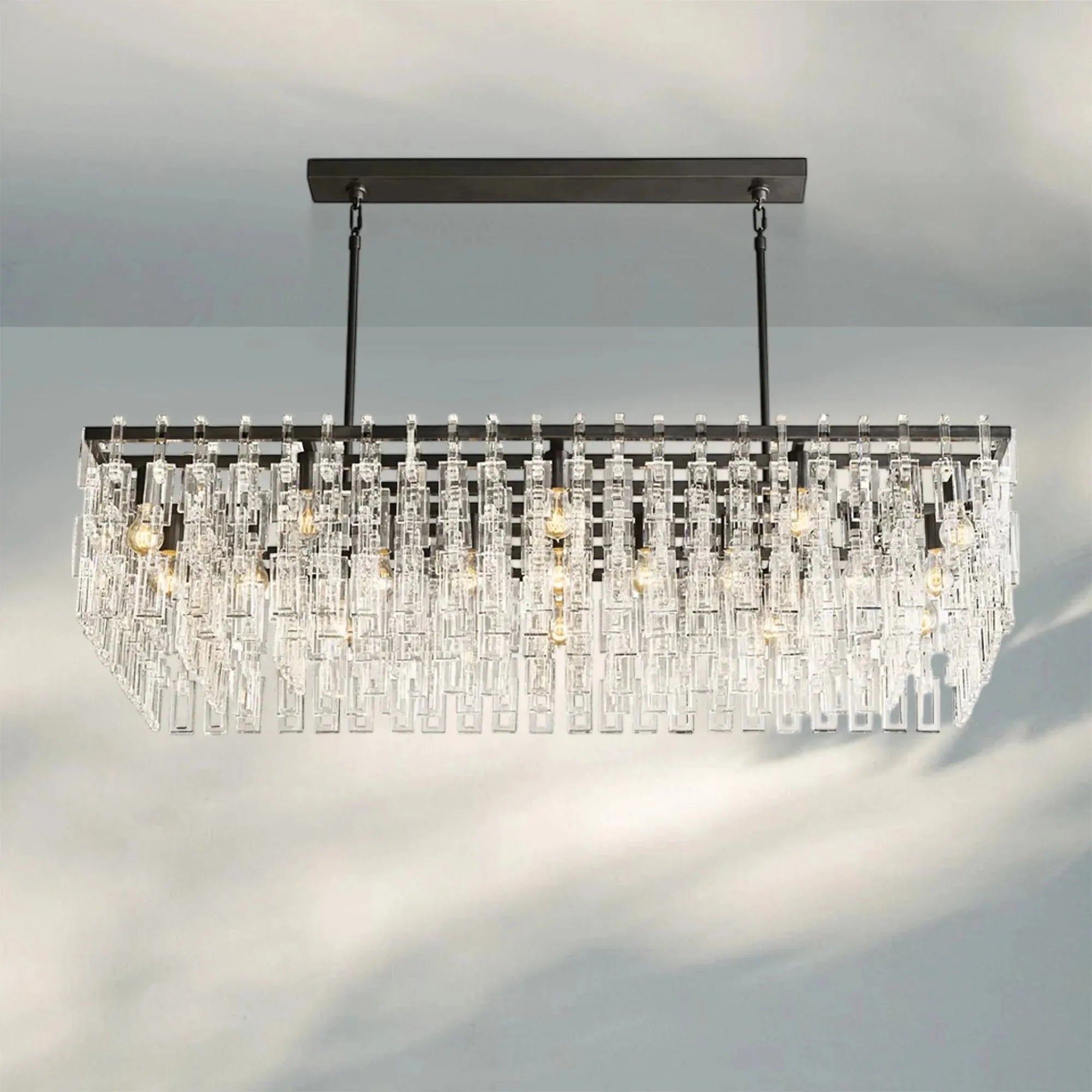 Marigan K9 Crystal Modern Rectangular Chandelier 60"-