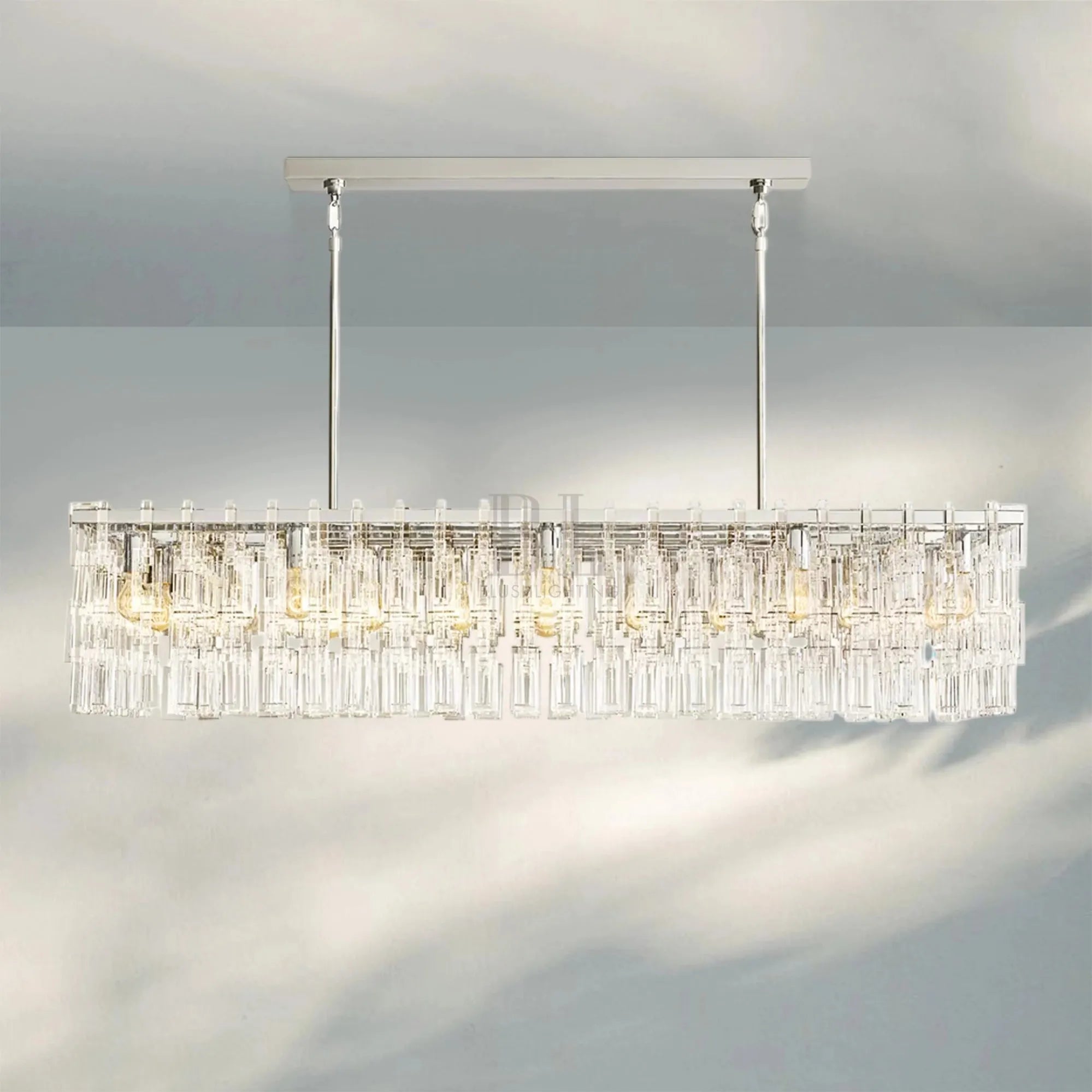 Marigan K9 Crystal Modern Rectangular Chandelier 60"-Polished Nickel-