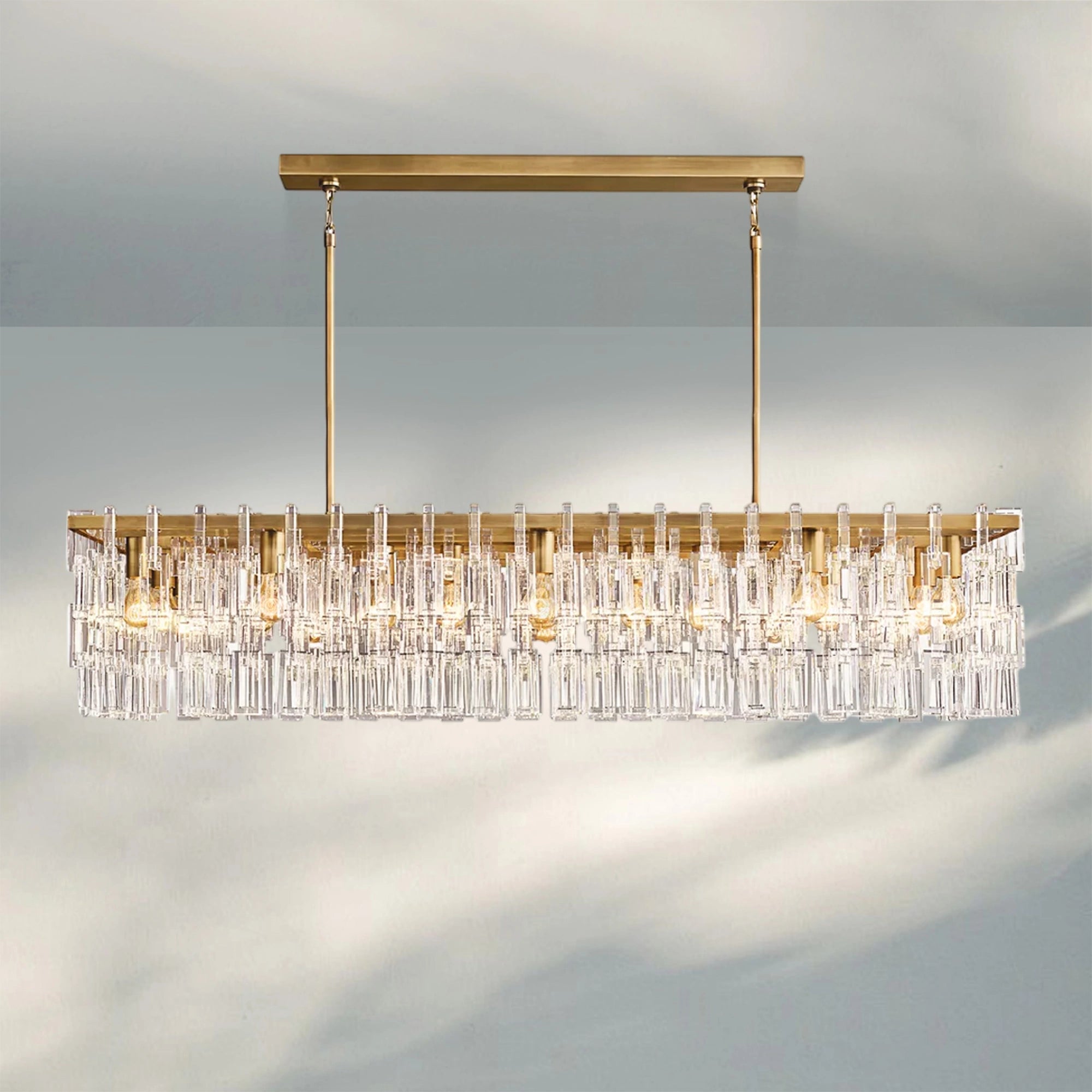 Marigan K9 Crystal Modern Rectangular Chandelier 60"-