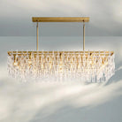 Marigan K9 Crystal Modern Rectangular Chandelier 60"-Lacquered Burnished Brass-