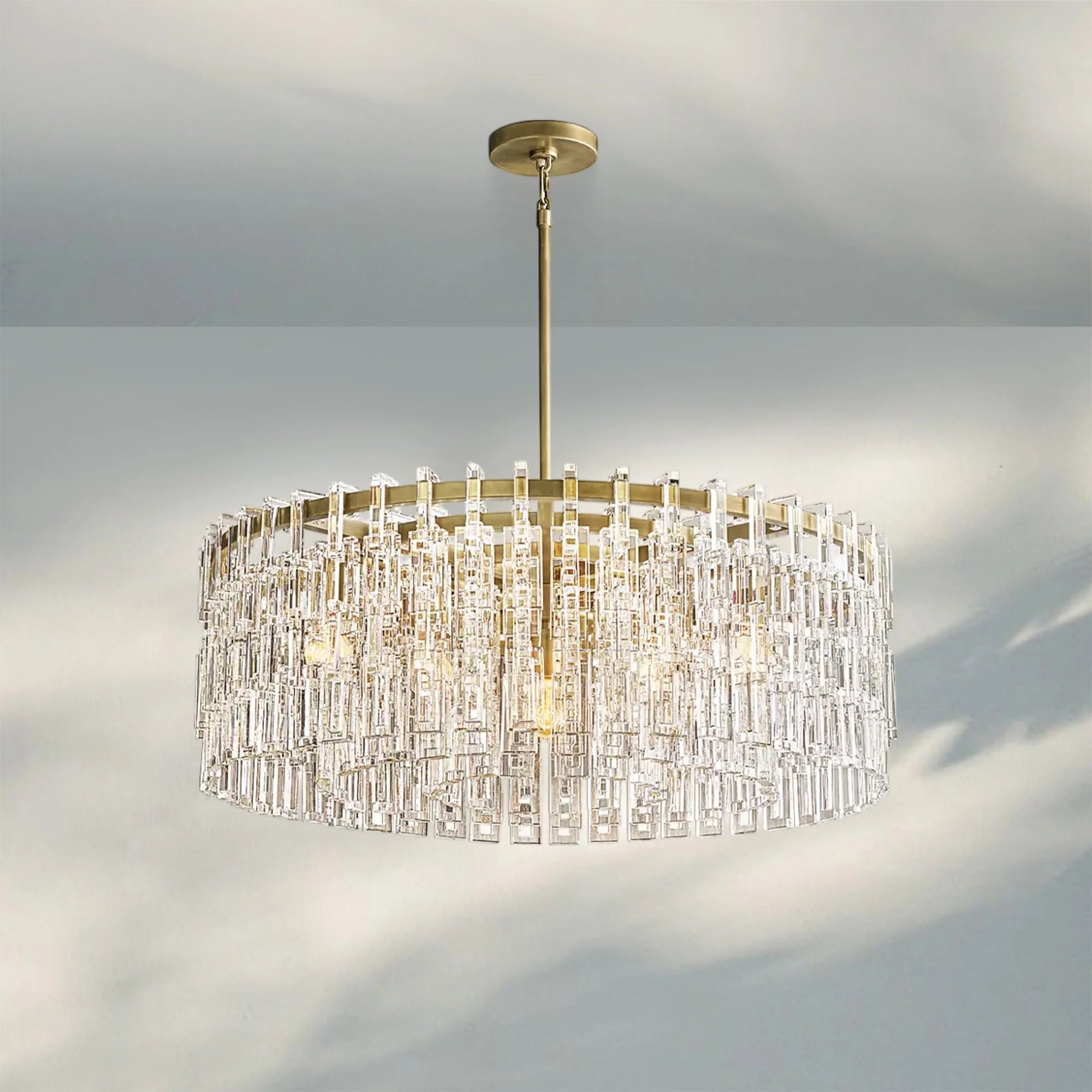 Marigan K9 Crystal Round Chandelier for Living Room-Round 36''-Brass-